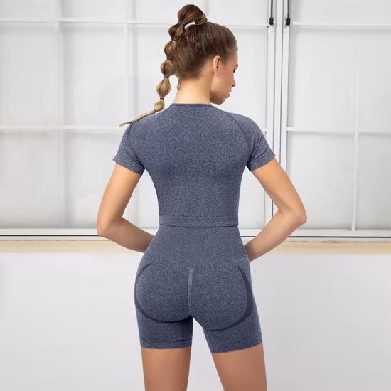 ヨガ スポーツ トップス 胸プリーツ シームレス ハイウエスト スポーツ バイク ショーツ 2